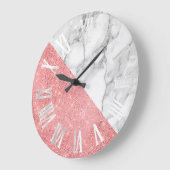 Marble Gray Silver Rose Geometry Roman Numbers Große Wanduhr (Winkel)