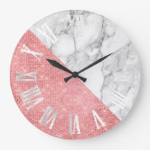 Marble Gray Silver Rose Geometry Roman Numbers