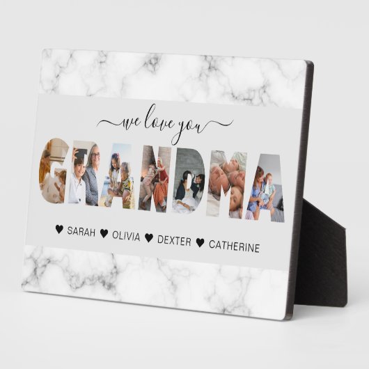Marble Gray Wir Liebe Sie Oma FotoCollage Fotoplatte (Seite)
