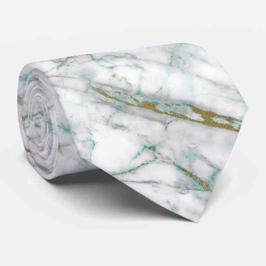 MARBLE GREEN GOLD ABSTRAKTE KRAWATTE (Gerollt)