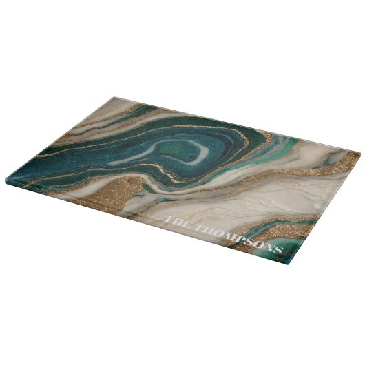 Marble Green Gold Glitter Elegant Personalized Schneidebrett (Ecke)