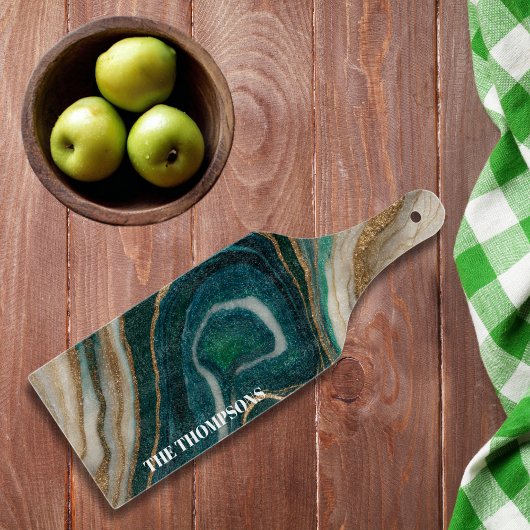 Marble Green Gold Glitter Elegant Personalized  Schneidebrett
