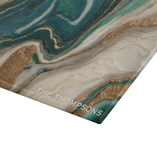 Marble Green Gold Glitter Elegant Personalized  Schneidebrett (Ecke)