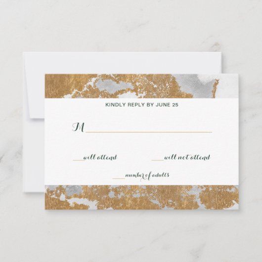 Marble Green und Gold Wedding rsvp Karte (Vorderseite)