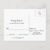 Marble Green und Gold Wedding rsvp Postcard Einladungspostkarte (Rückseite)