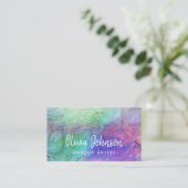 Marble Holographic Opal Stone Business Card Visitenkarte (Stehend Vorderseite)