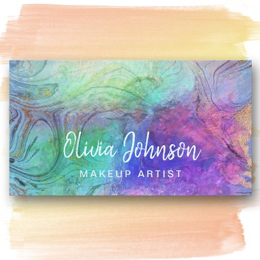 Marble Holographic Opal Stone Business Card Visitenkarte