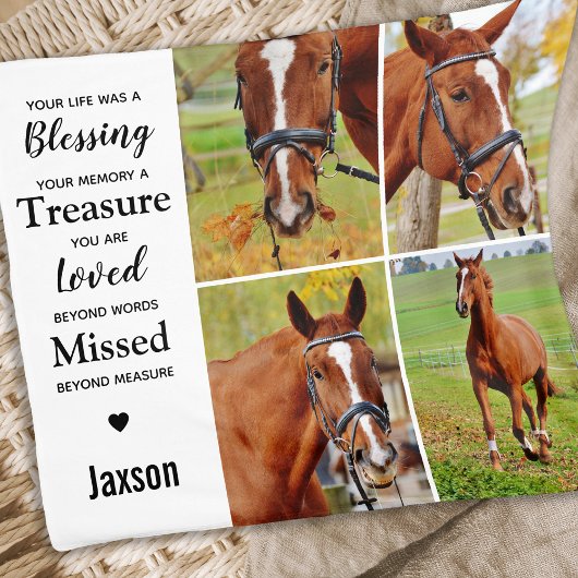 Marble Horse Pet Memorial Foto Fleecedecke