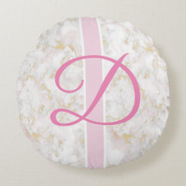 Marble Initial Personalisiert Pink Pillow Poufs Rundes Kissen