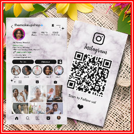 Marble Instagram Social Media Custom QR Code Visitenkarte