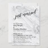 Marble Just Married Post-Hochzeit-Feier Einladung (Vorderseite)