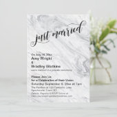 Marble Just Married Post-Hochzeit-Feier Einladung (Stehend Vorderseite)