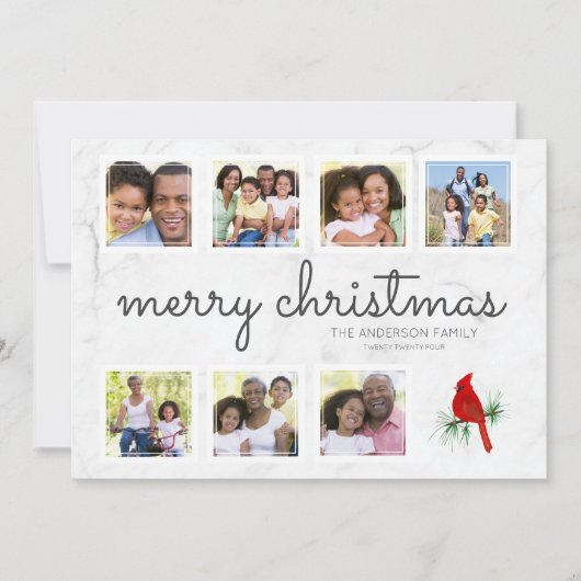 Marble Kardinal Script Foto Collage Weihnachten (Vorderseite)