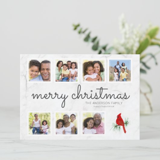 Marble Kardinal Script Foto Collage Weihnachten (Stehend Vorderseite)