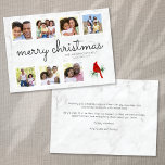 Marble Kardinal Script Foto Collage Weihnachten<br><div class="desc">Senden Sie Liebe an Familie und Freunde mit dieser Foto-Urlaubskarte.</div>