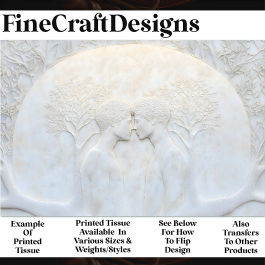 Marble-LGBTQ-Paar in Liebe mit X5Decoupage Seidenpapier