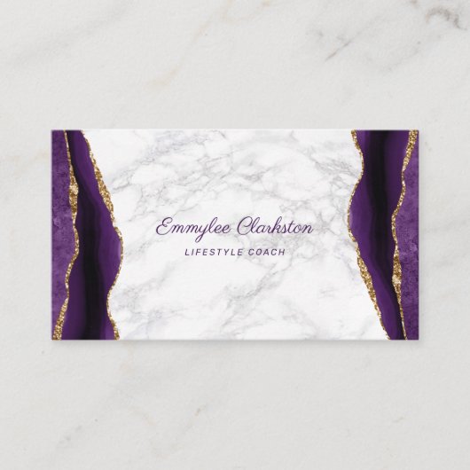 Marble Lila Gold Agate Business Card Visitenkarte (Vorderseite)