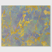 Marble Lila Gold Grüner Stein Schlaganfall Geschen Geschenkpapier (Flach)