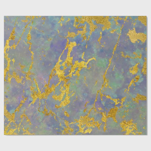 Marble Lila Gold Grüner Stein Schlaganfall Geschen Geschenkpapier (Flach)