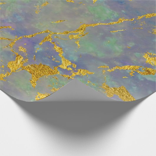 Marble Lila Gold Grüner Stein Schlaganfall Geschen Geschenkpapier (Ecke)