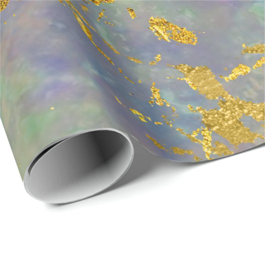 Marble Lila Gold Grüner Stein Schlaganfall Geschen Geschenkpapier (Rolleneckpunkt)