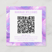 Marble Lila Pink Agate QR Code Girly Trendy Quadratische Visitenkarte (Rückseite)