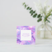 Marble Lila Pink Agate QR Code Girly Trendy Quadratische Visitenkarte (Stehend Vorderseite)