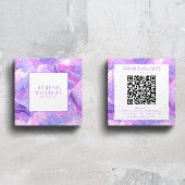 Marble Lila Pink Agate QR Code Girly Trendy Quadratische Visitenkarte