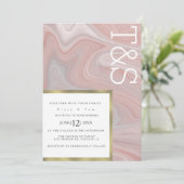 Marble Liquid Blush Gold Typografy Wedding Einladung (Stehend Vorderseite)