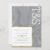 Marble Liquid Gray Agate Typografy Wedding Einladung (Vorderseite)