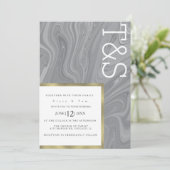 Marble Liquid Gray Agate Typografy Wedding Einladung (Stehend Vorderseite)