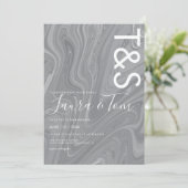 Marble Liquid Gray Agate Typografy Wedding Invita Einladung (Stehend Vorderseite)