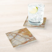 Marble Majestät: Glossy Elegance Glasuntersetzer (Schrägansicht)