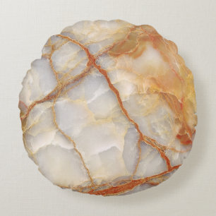 Marble Majestät: Glossy Elegance Rundes Kissen