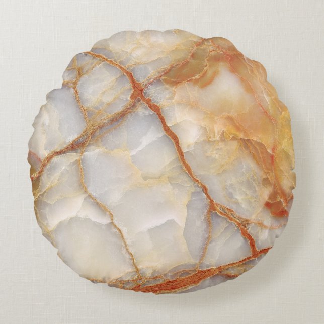 Marble Majestät: Glossy Elegance Rundes Kissen (Vorderseite)