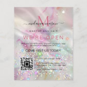 Marble Makeup Artist Holographic Glitzer QR Code Flyer (Hinten)