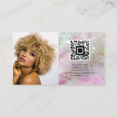 Marble Makeup Artist Holographic Glitzer QR Code Visitenkarte (Rückseite)