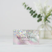 Marble Makeup Artist Holographic Glitzer QR Code Visitenkarte (Stehend Vorderseite)