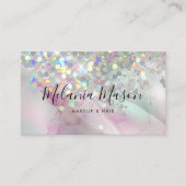 Marble Makeup Artist Holographic Glitzer QR Code Visitenkarte (Vorderseite)