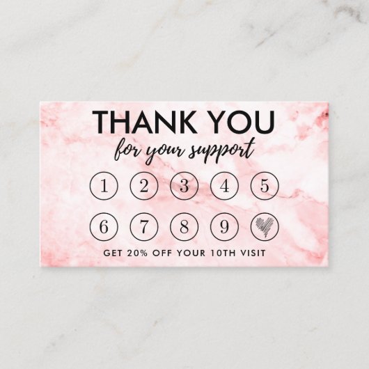 Marble Makeup Hair dank Loyalty Card Visitenkarte (Vorderseite)