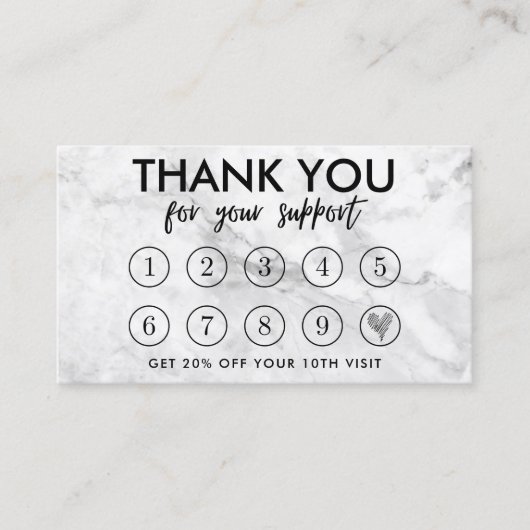 Marble Makeup Hair dank Loyalty Card Visitenkarte (Vorderseite)