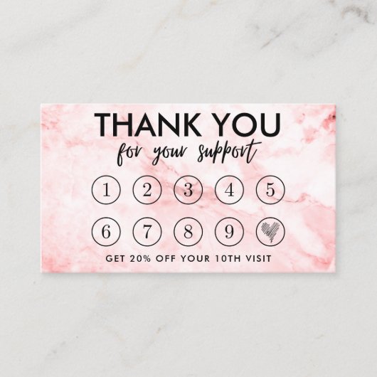 Marble Makeup Hair dank Loyalty Card Visitenkarte (Vorderseite)