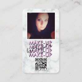 Marble Makeup Salon QR Code Foto Rosa Schwarz Visitenkarte