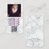 Marble Makeup Salon QR Code Foto Visitenkarte (Vorne/Hinten)