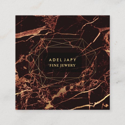 Marble Masala Red+Imitate Goldgemein Facette Quadratische Visitenkarte (Vorderseite)