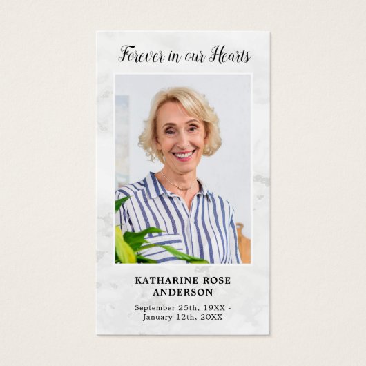 Marble Memorial Beileid Foto Beerdigungskarte (Vorderseite)