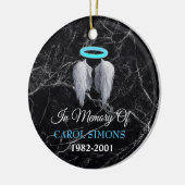 Marble Memorial Halo & Angel Wings Keramik Ornament (Links)