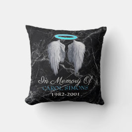 Marble Memorial Halo & Angel Wings Throw Kissen