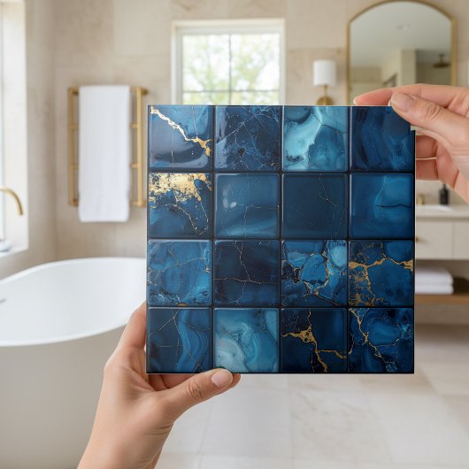 Marble Mix 4x4 Quadrate Blau ID1186a Fliese