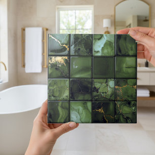 Marble Mix 4x4 Quadrate Olivgrün ID1186a Fliese